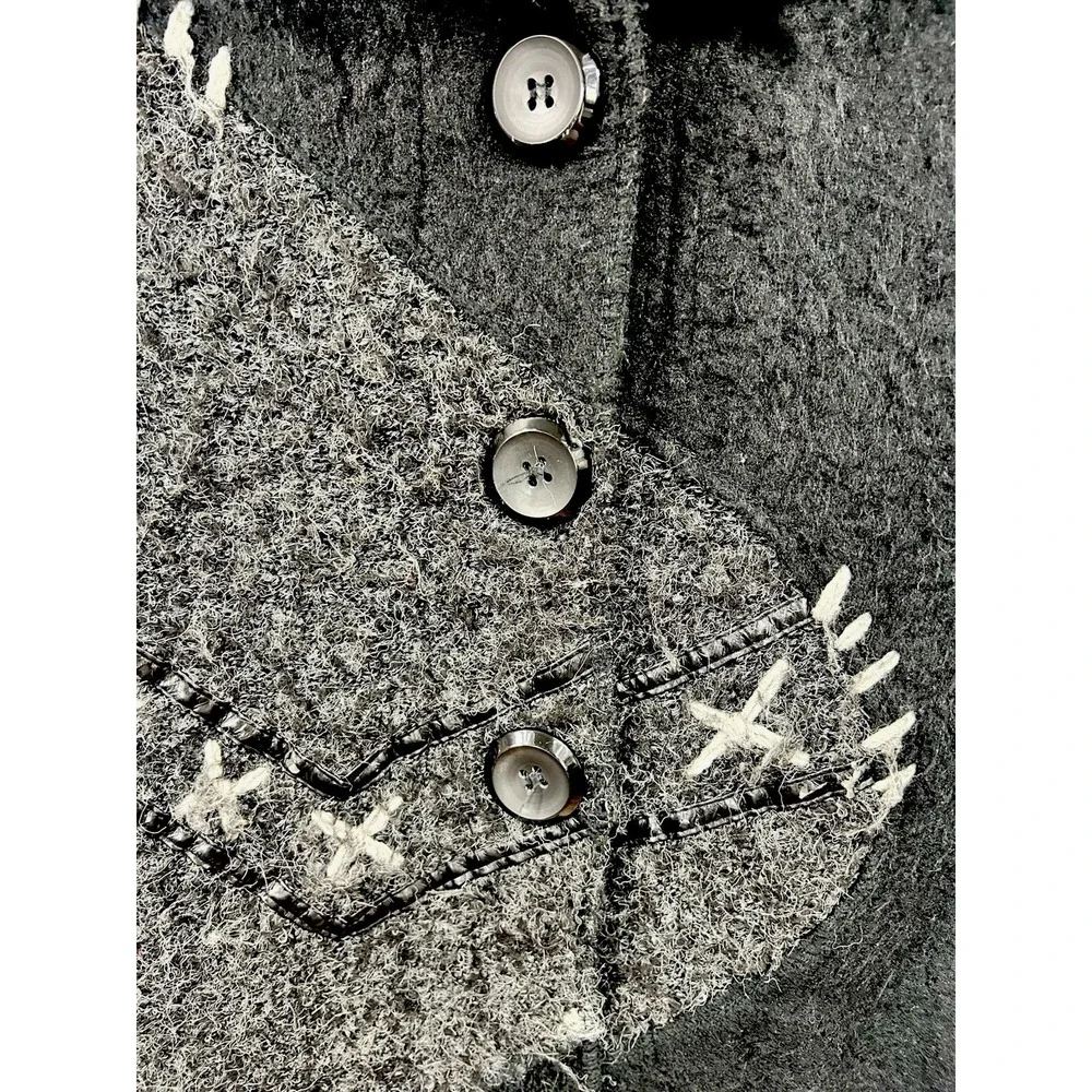 Sioni Women's Patchwork Button Up Sweater size M Whimsigoth Goth Artsy Lagenlook